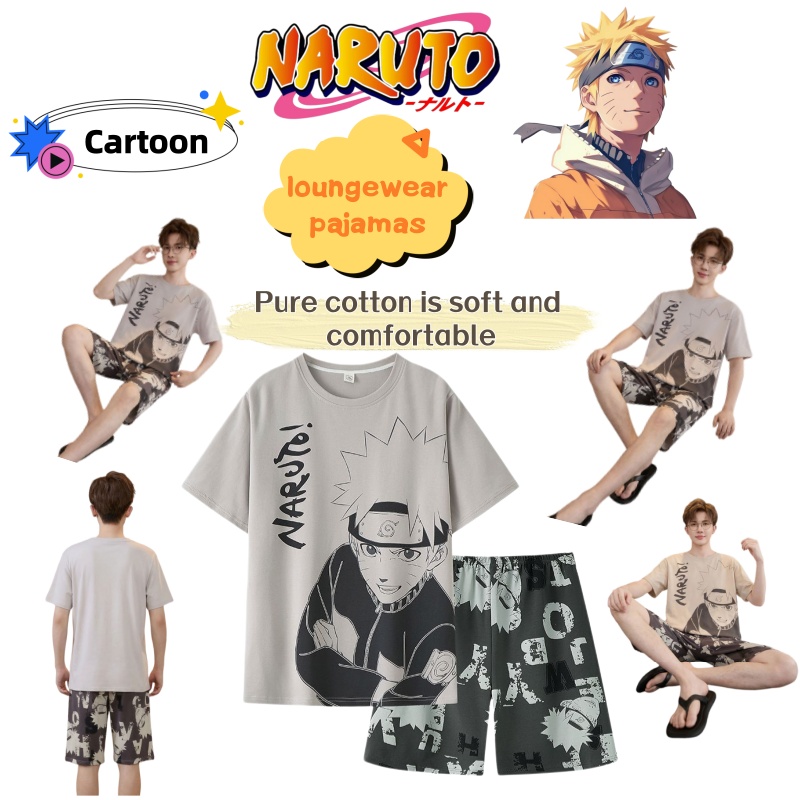 Anime Cosplay Recommendations - Naruto anime-serie zomer katoenen herenpyjama met